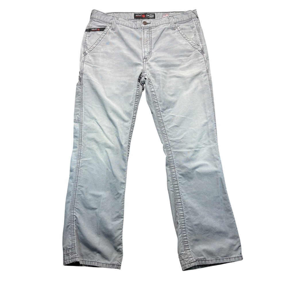 Ariat FR M4 Low Rise Boot Cut Work Pants Mens 35x32 Grey Flame Resistant CAT 2